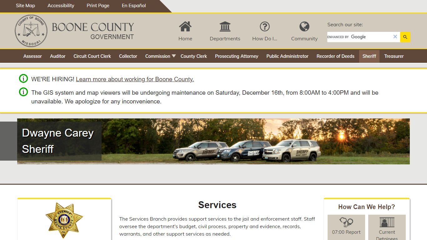 Sheriff's Office Services Branch - Boone County, Missouri